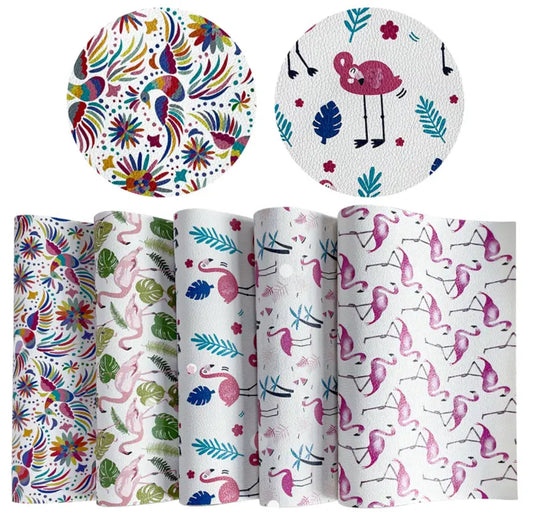Fun Flamingos Collection Faux Leather Accessories: Bookmark, Envelope Wallet, Card Holder