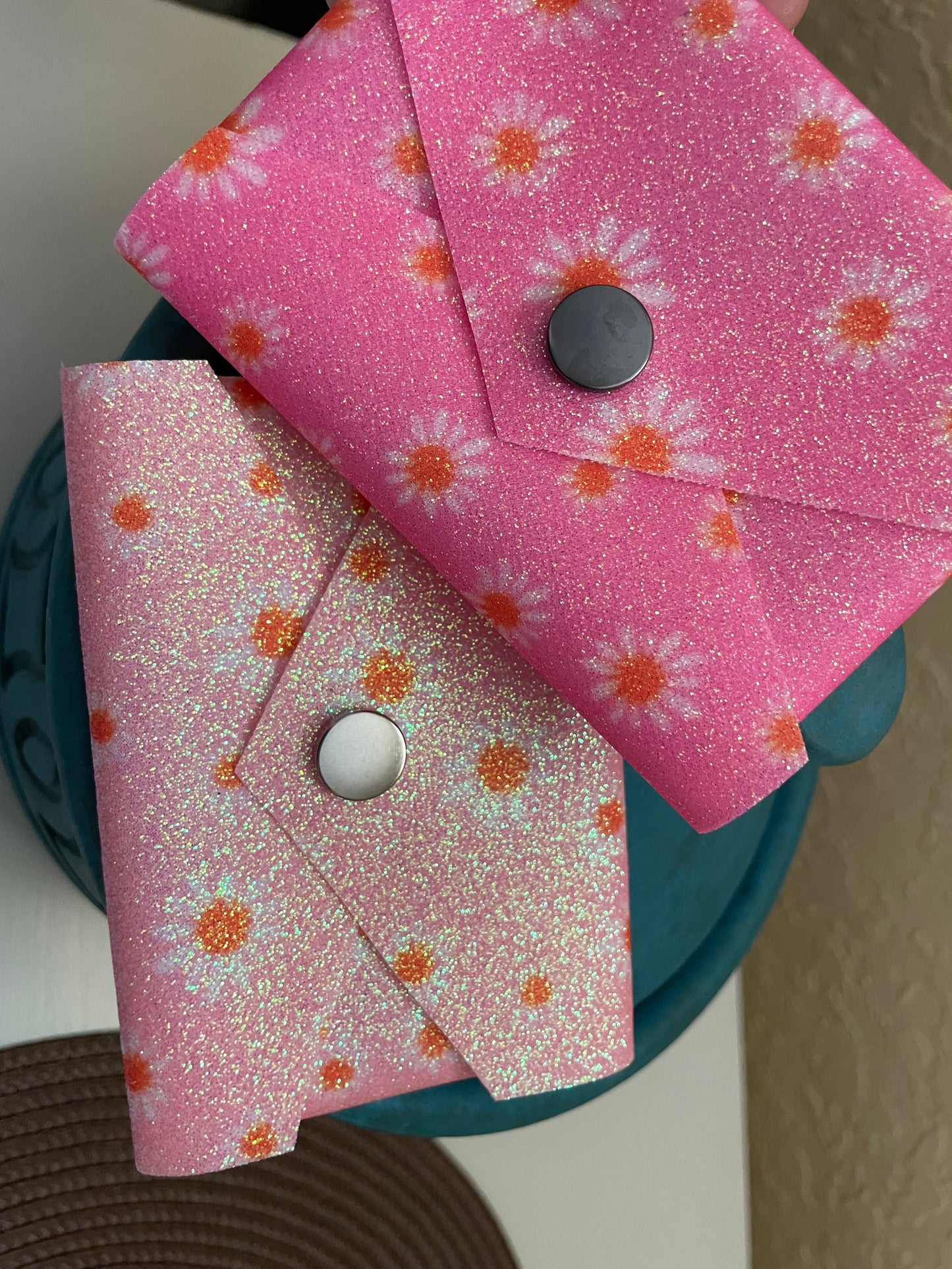 SEAM SOCIETY Soft Floral Collection Faux Leather Accessories: Bookmark, Envelope Wallet, Card Holder