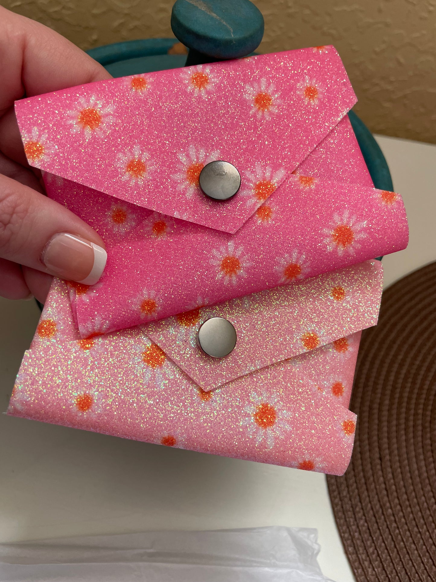SEAM SOCIETY Soft Floral Collection Faux Leather Accessories: Bookmark, Envelope Wallet, Card Holder