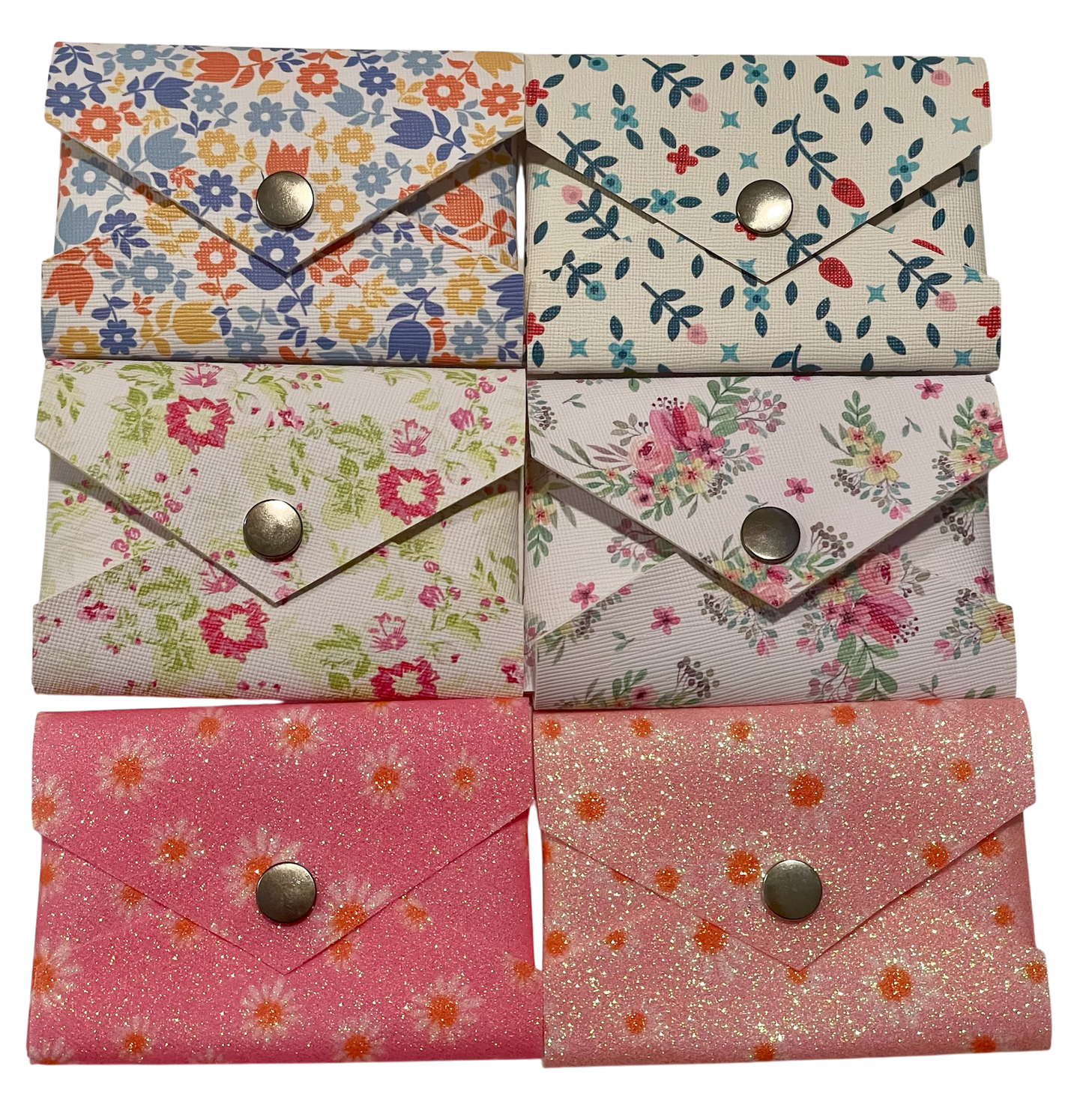 SEAM SOCIETY Soft Floral Collection Faux Leather Accessories: Bookmark, Envelope Wallet, Card Holder
