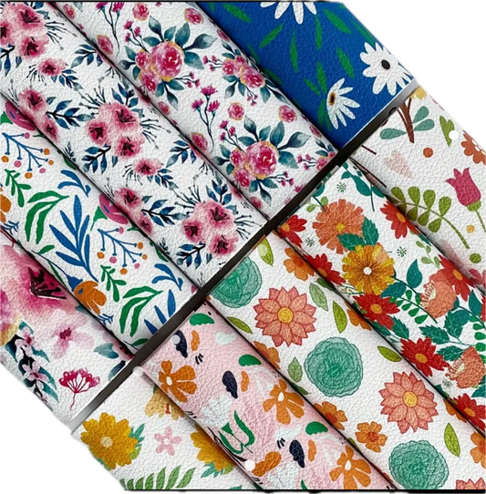 Bold Floral Collection Faux Leather Accessories: Bookmark, Envelope Wallet, Card Holder